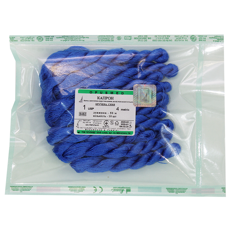 Капрон кручений синій у мотках 1(4) 50м кількістю 10шт.